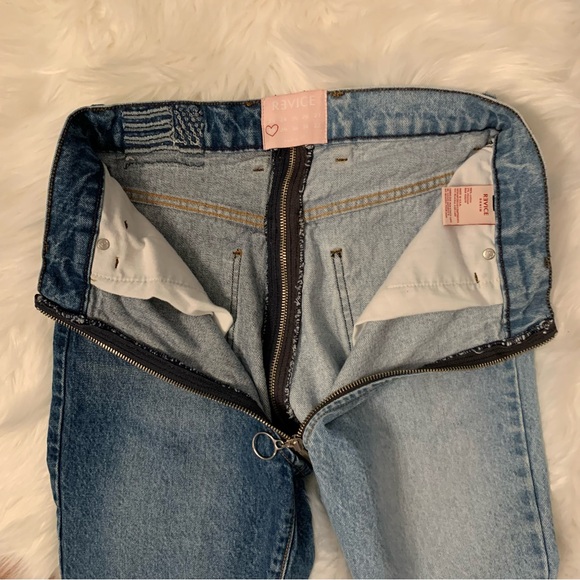 REVICE Ying Yang Two-Tone Zipper Wrapped Crop Jeans 28w - Picture 12 of 16